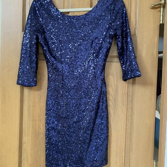 Lulu's Delightful Ways Navy Blue Sequin Dress - Picture 4 of 5